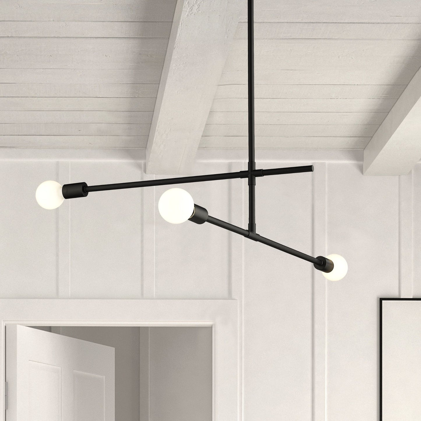 Modernist 3 Light Chandelier Matte Black