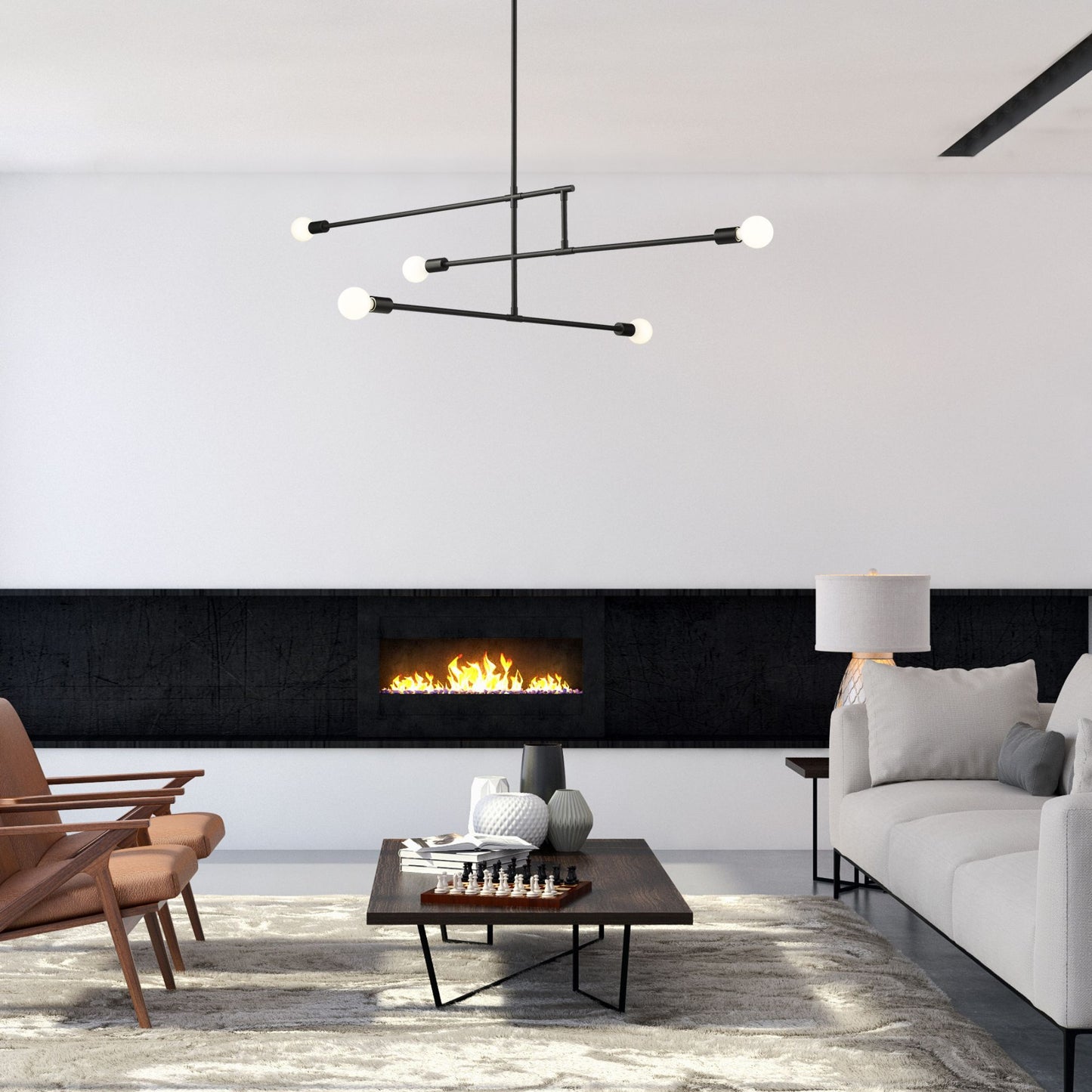 Modernist 5 Light Chandelier Matte Black