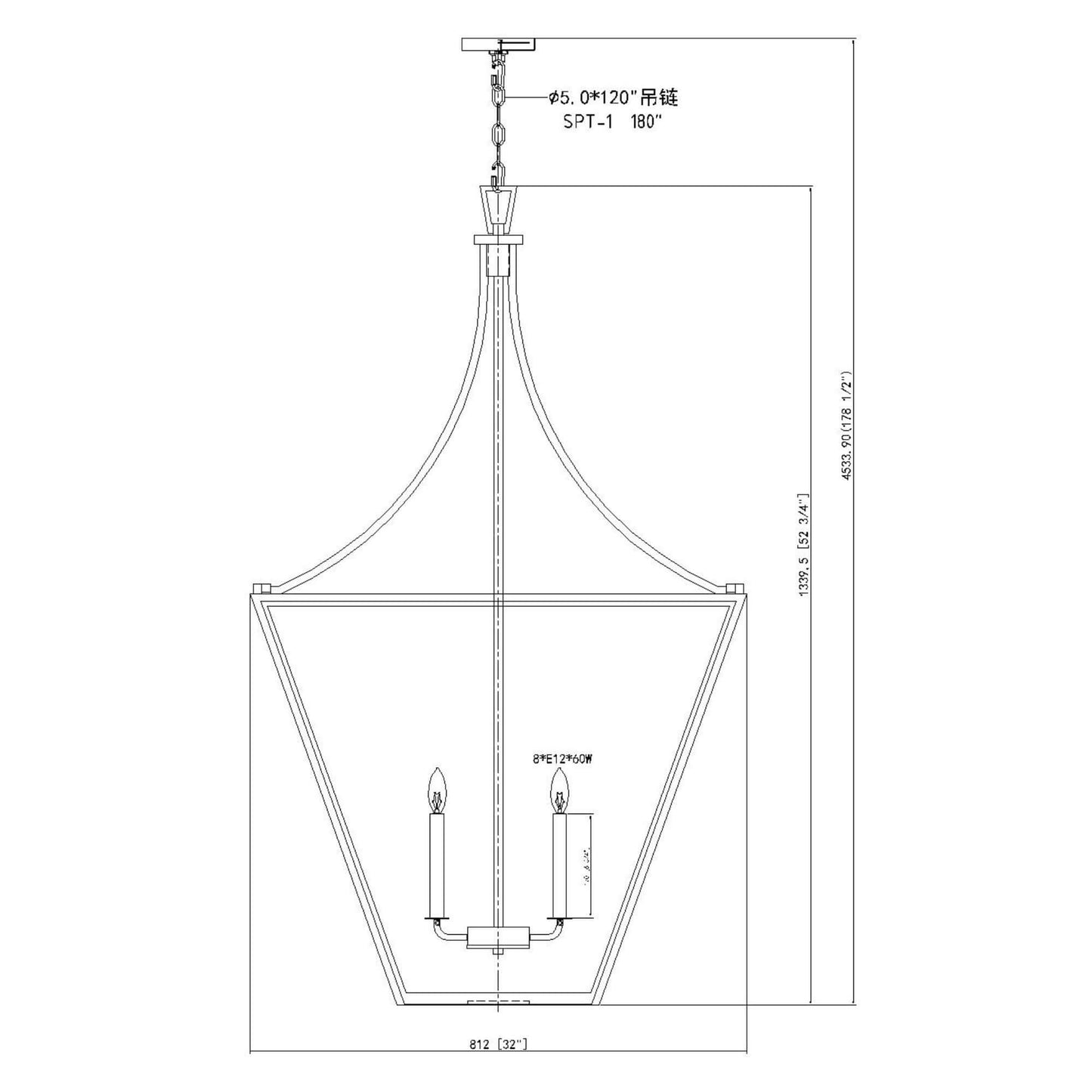 Montalcino 8 Light Chandelier Iron Ore