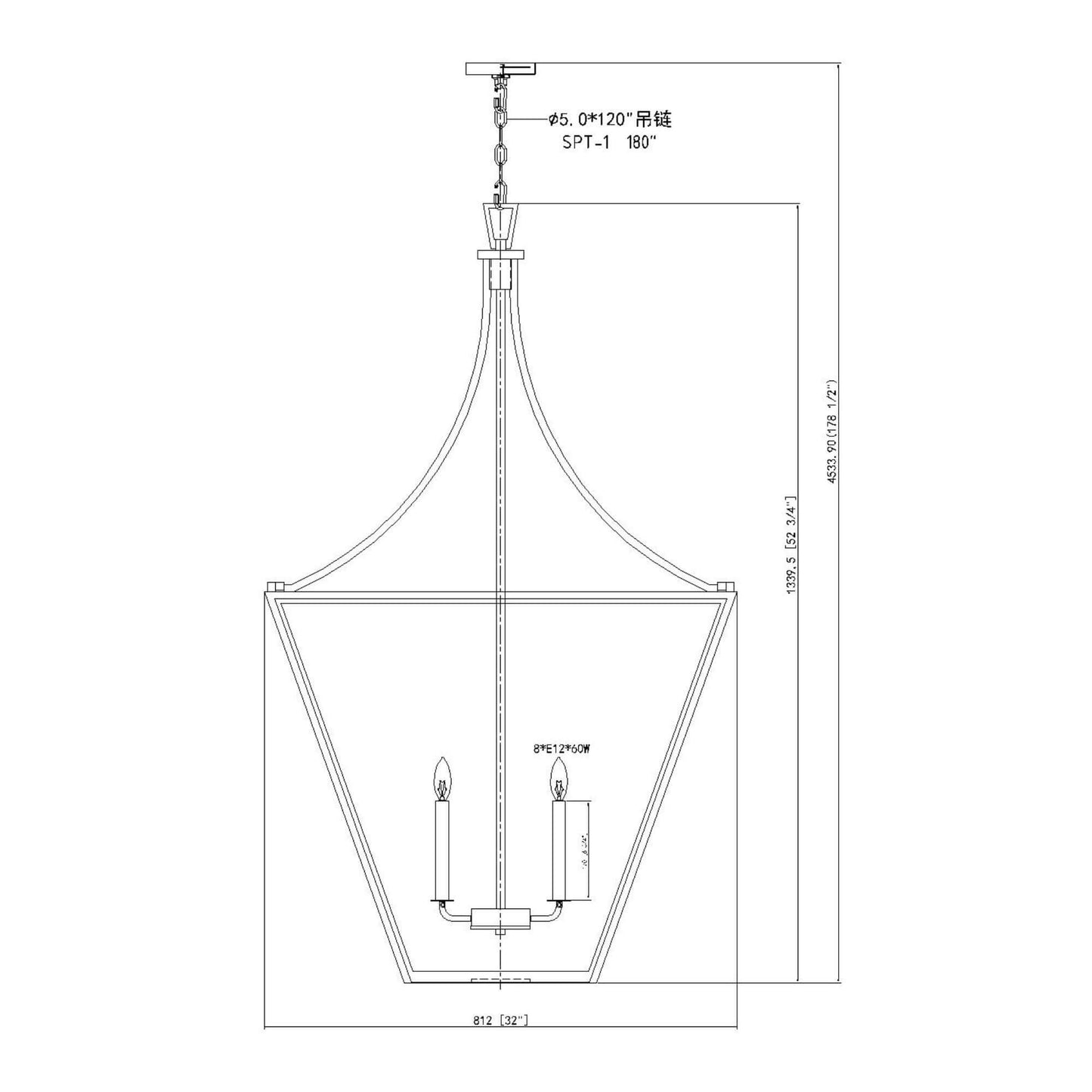 Montalcino 8 Light Chandelier Rubbed Brass