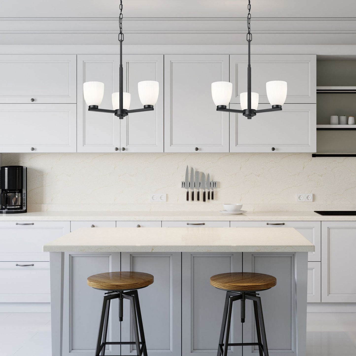 Naya 3 Light Chandelier Matte Black