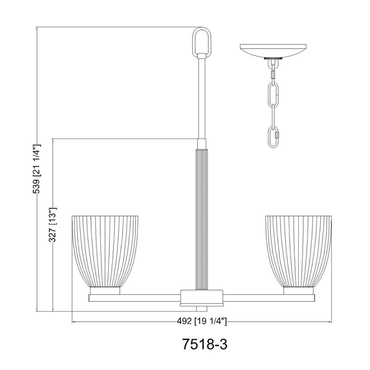 Naya 3 Light Chandelier Matte Black