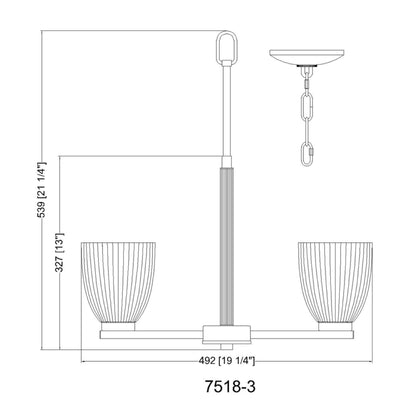 Naya 3 Light Chandelier Modern Gold