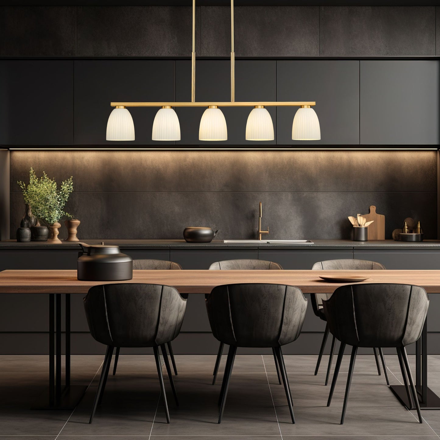 Naya 5 Light Linear Chandelier Modern Gold