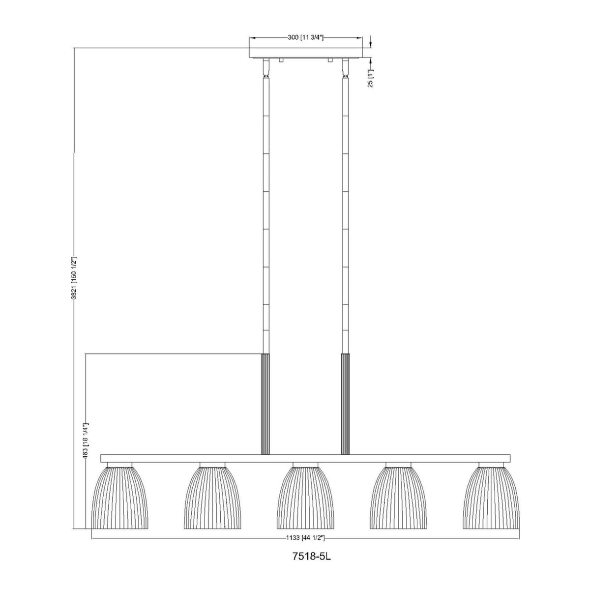 Naya 5 Light Linear Chandelier Modern Gold