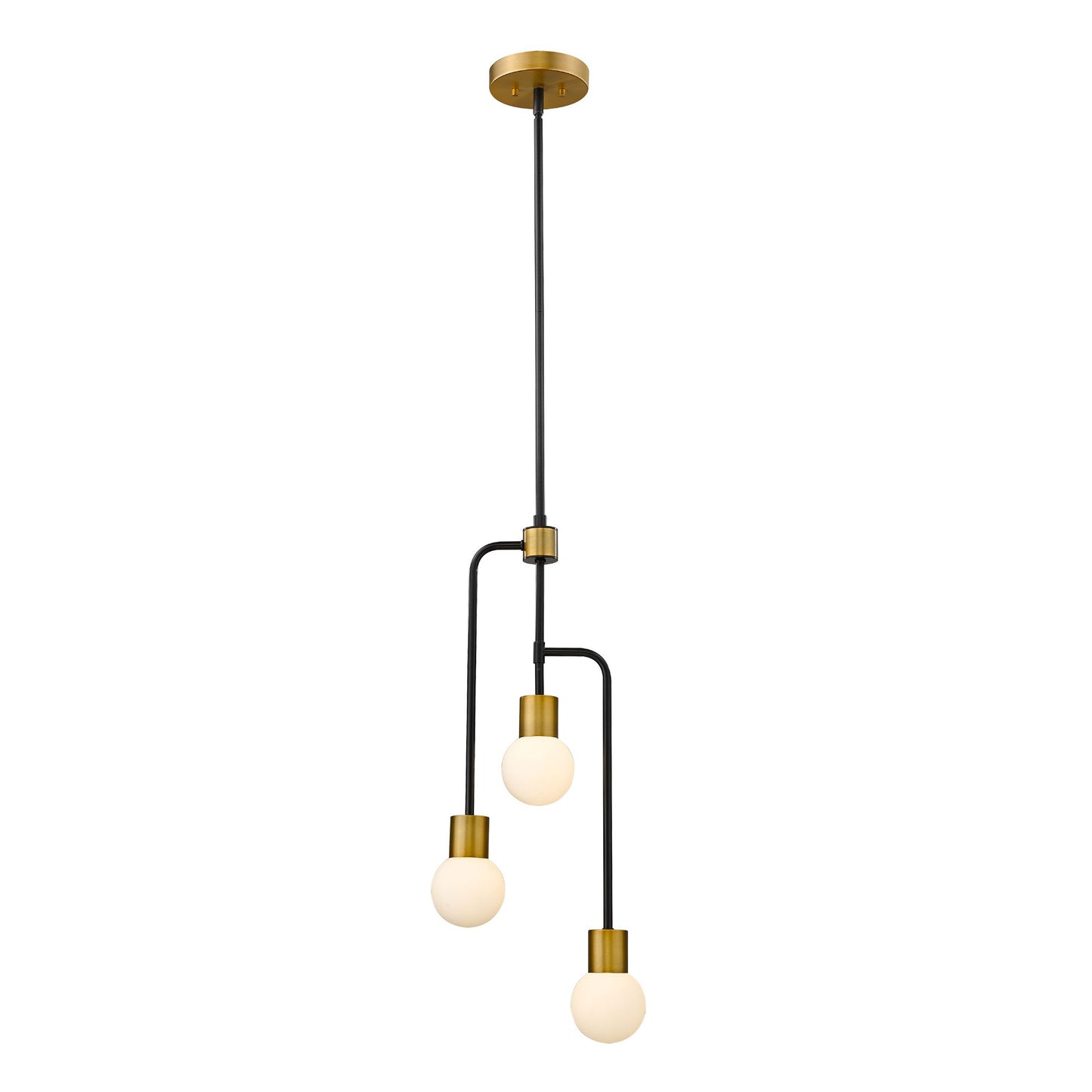 Neutra 3 Light Chandelier Matte Black + Foundry Brass