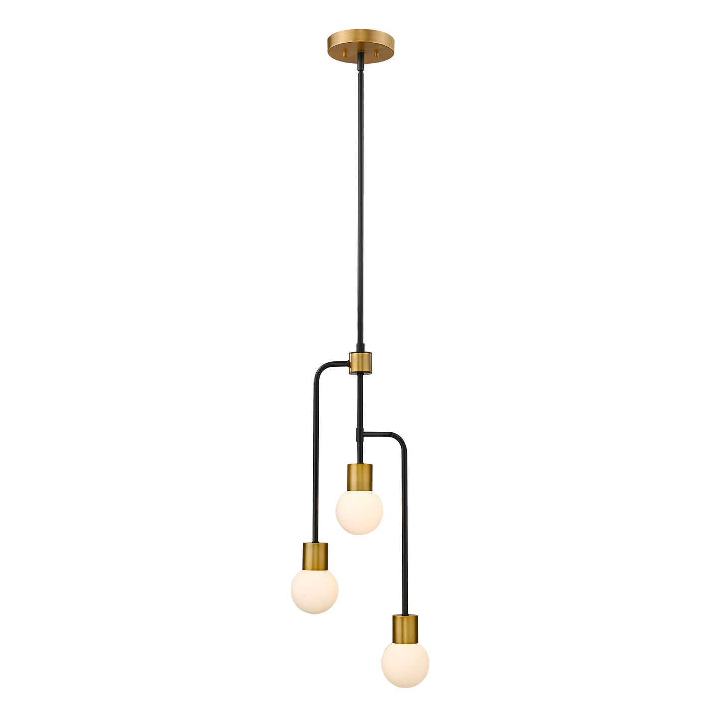 Neutra 3 Light Chandelier Matte Black + Foundry Brass