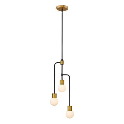 Neutra 3 Light Chandelier Matte Black + Foundry Brass