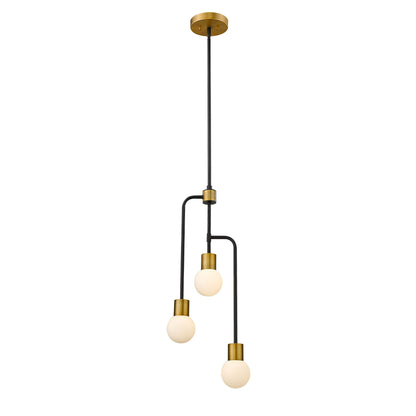 Neutra 3 Light Chandelier Matte Black + Foundry Brass
