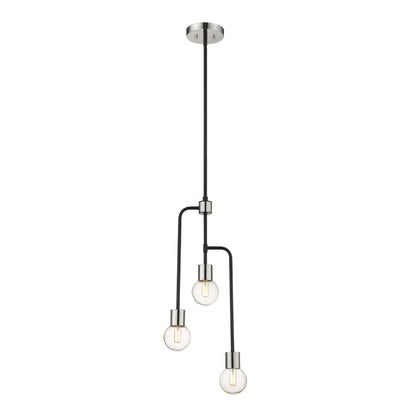 Neutra 3 Light Chandelier Matte Black + Polished Nickel