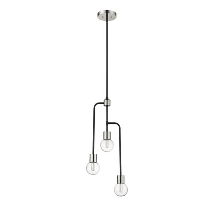 Neutra 3 Light Chandelier Matte Black + Polished Nickel