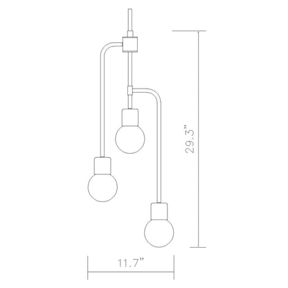 Neutra 3 Light Chandelier Matte Black + Polished Nickel