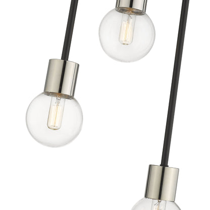 Neutra 3 Light Chandelier Matte Black + Polished Nickel