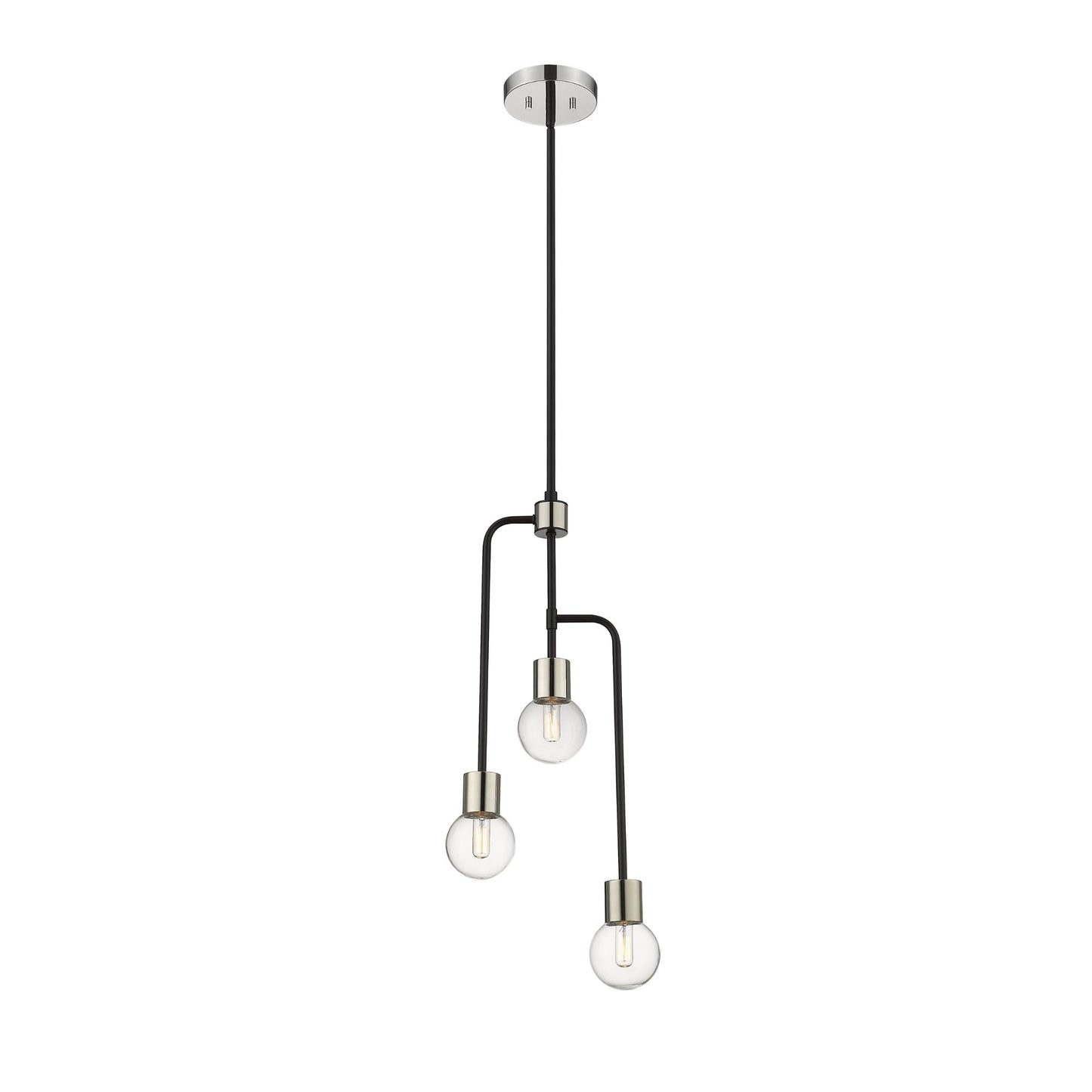Neutra 3 Light Chandelier Matte Black + Polished Nickel