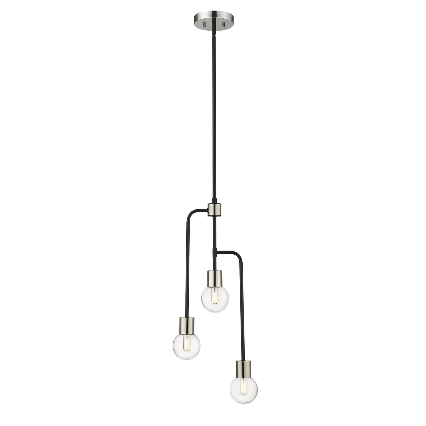 Neutra 3 Light Chandelier Matte Black + Polished Nickel