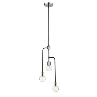 Neutra 3 Light Chandelier Matte Black + Polished Nickel
