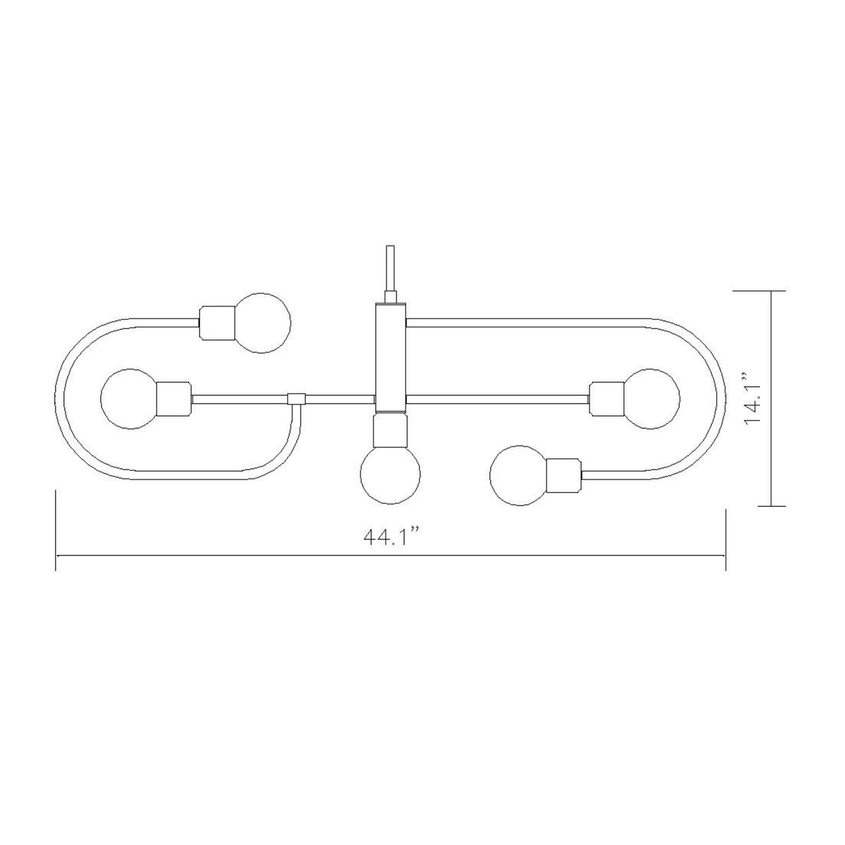 Neutra 5 Light Linear Chandelier Matte Black + Foundry Brass