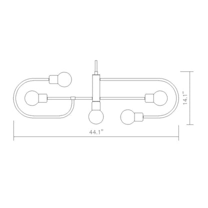 Neutra 5 Light Linear Chandelier Matte Black + Foundry Brass