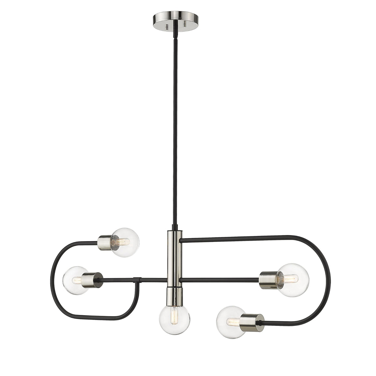 Neutra 5 Light Linear Chandelier Matte Black + Polished Nickel