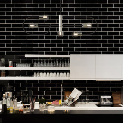 Neutra 5 Light Linear Chandelier Matte Black + Polished Nickel