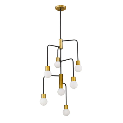 Neutra 7 Light Chandelier Matte Black + Foundry Brass
