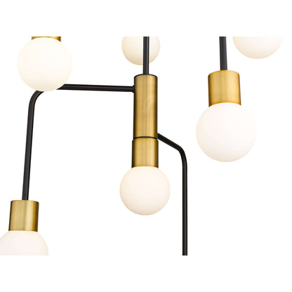 Neutra 7 Light Chandelier Matte Black + Foundry Brass