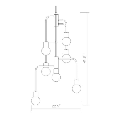 Neutra 7 Light Chandelier Matte Black + Foundry Brass