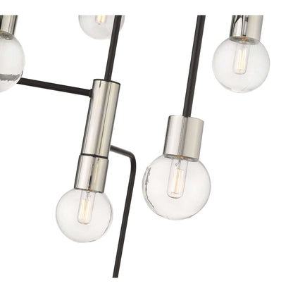 Neutra 7 Light Chandelier Matte Black + Polished Nickel