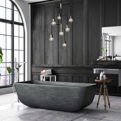 Neutra 7 Light Chandelier Matte Black + Polished Nickel