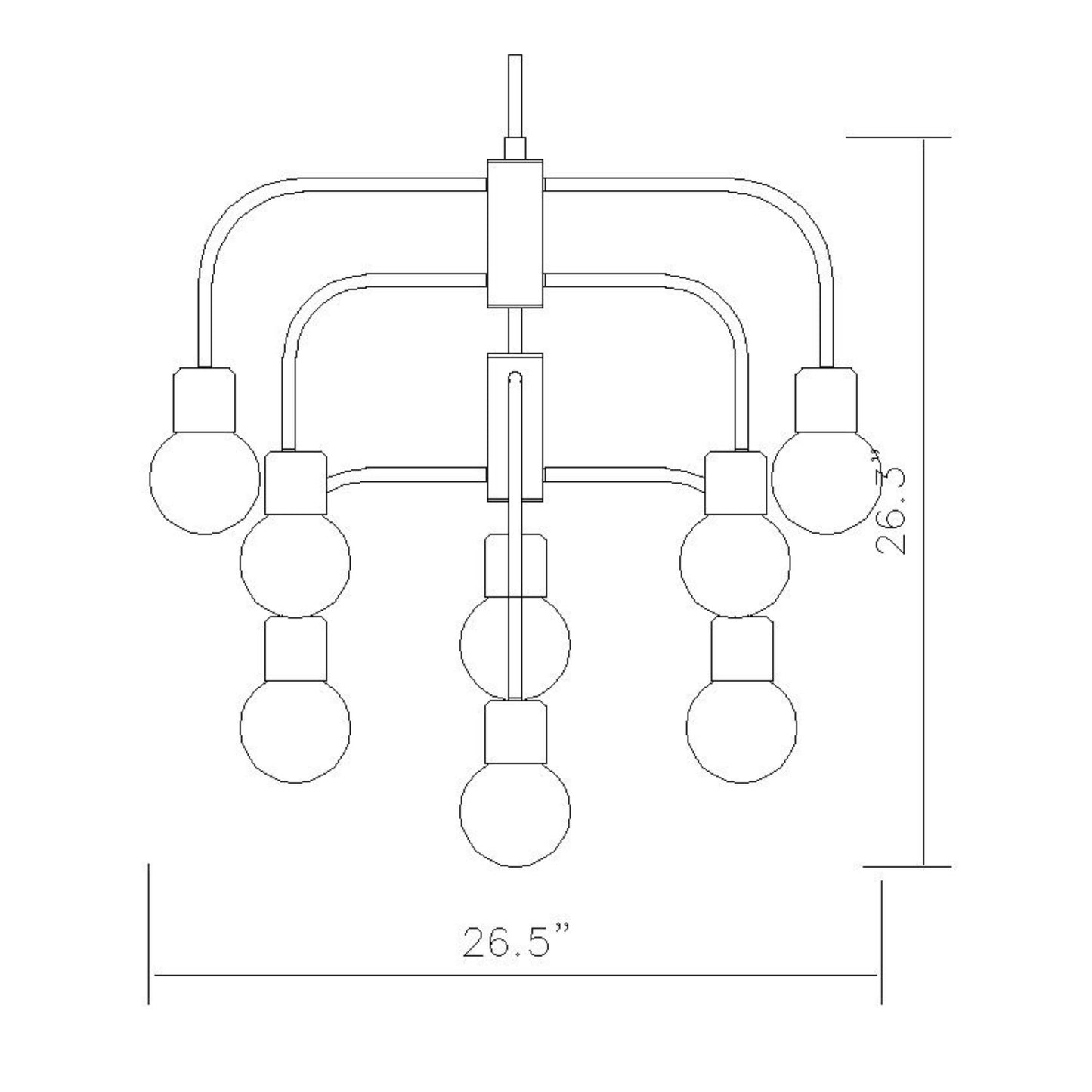 Neutra 9 Light Chandelier Matte Black + Foundry Brass