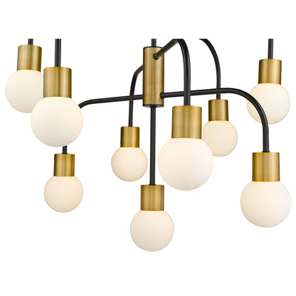 Neutra 9 Light Chandelier Matte Black + Foundry Brass