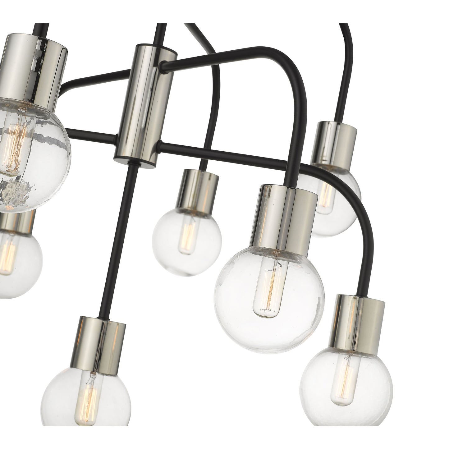 Neutra 9 Light Chandelier Matte Black + Polished Nickel