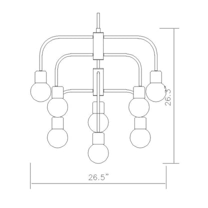 Neutra 9 Light Chandelier Matte Black + Polished Nickel