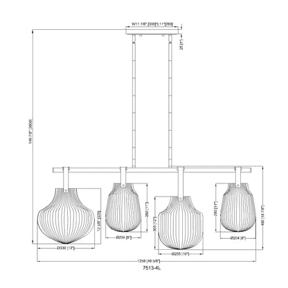 Newbury 4 Light Pendant Modern Gold