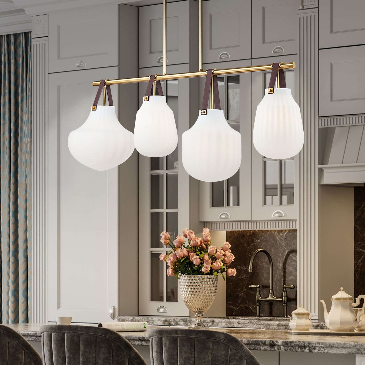 Newbury 4 Light Pendant Modern Gold