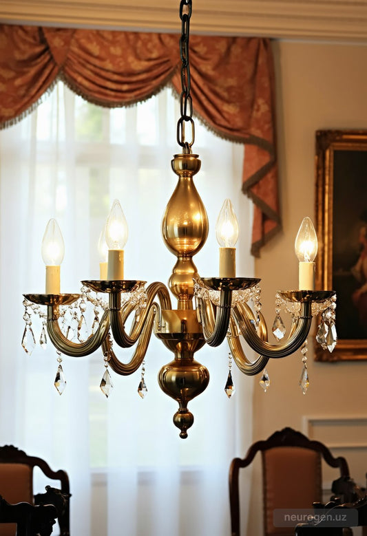 Novara 5-Light Vintage Brass Chandelier 25"