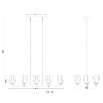 Oren 8 Light Linear Chandelier Modern Gold