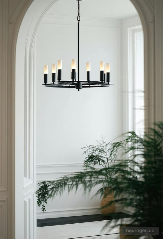 Orion 9-Light Modern Black Chandelier 40"
