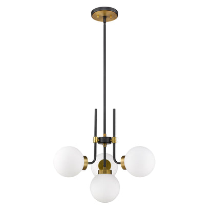 Parsons 4 Light Chandelier Matte Black + Olde Brass
