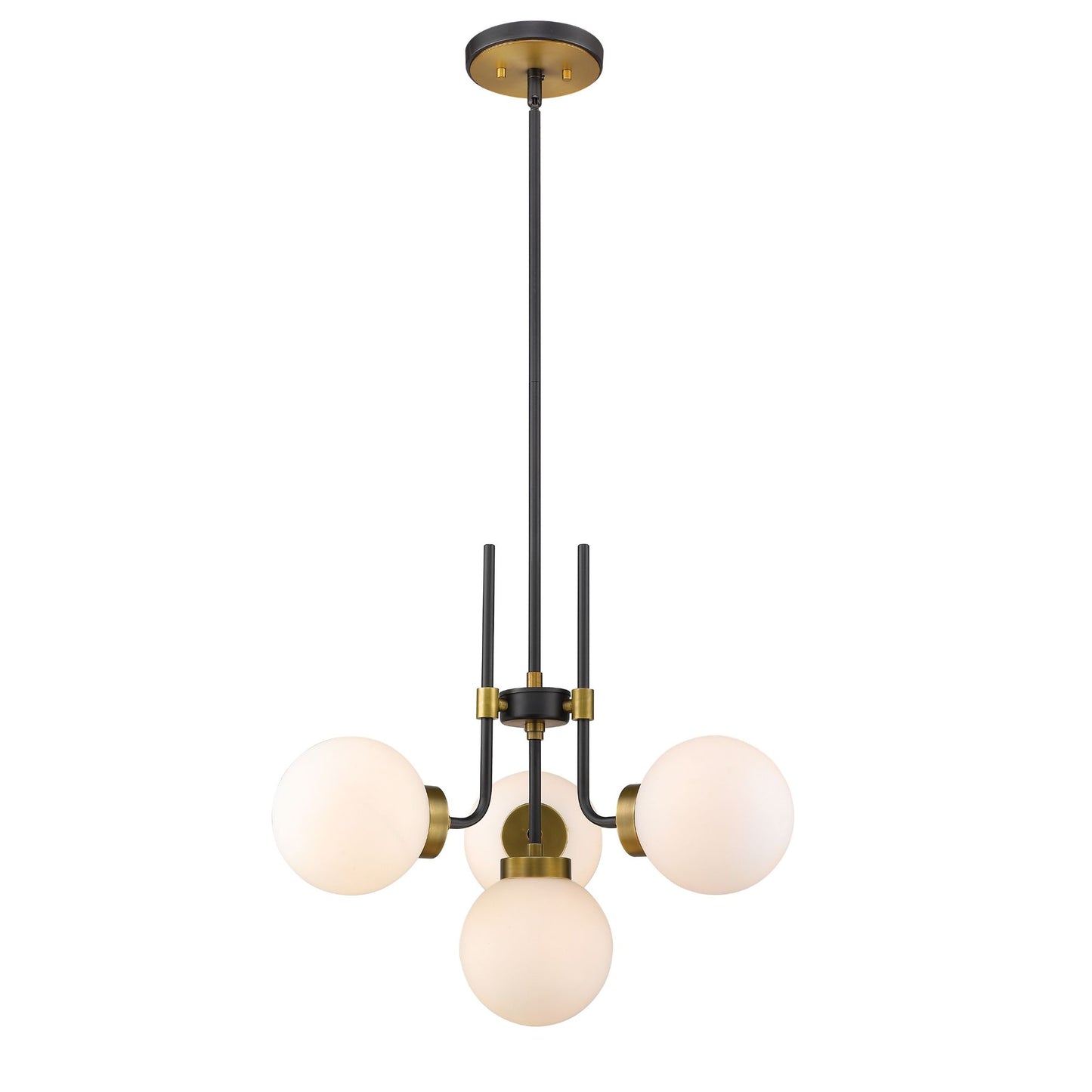 Parsons 4 Light Chandelier Matte Black + Olde Brass