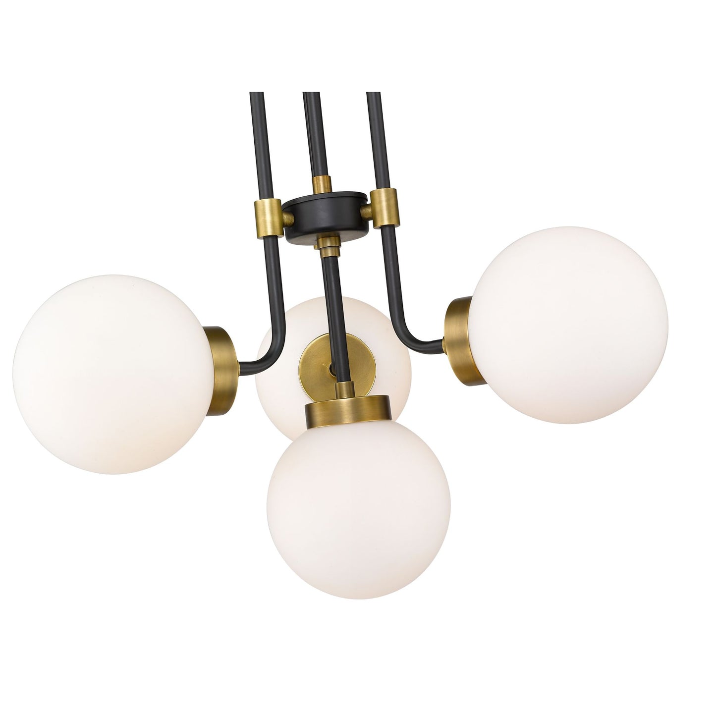 Parsons 4 Light Chandelier Matte Black + Olde Brass