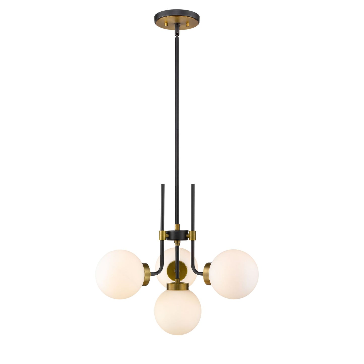 Parsons 4 Light Chandelier Matte Black + Olde Brass