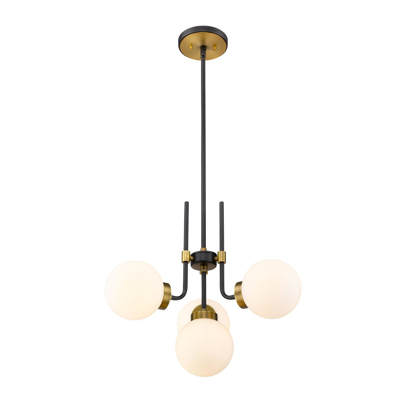 Parsons 4 Light Chandelier Matte Black + Olde Brass