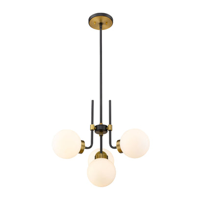 Parsons 4 Light Chandelier Matte Black + Olde Brass