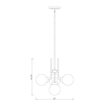 Parsons 4 Light Chandelier Matte Black + Olde Brass