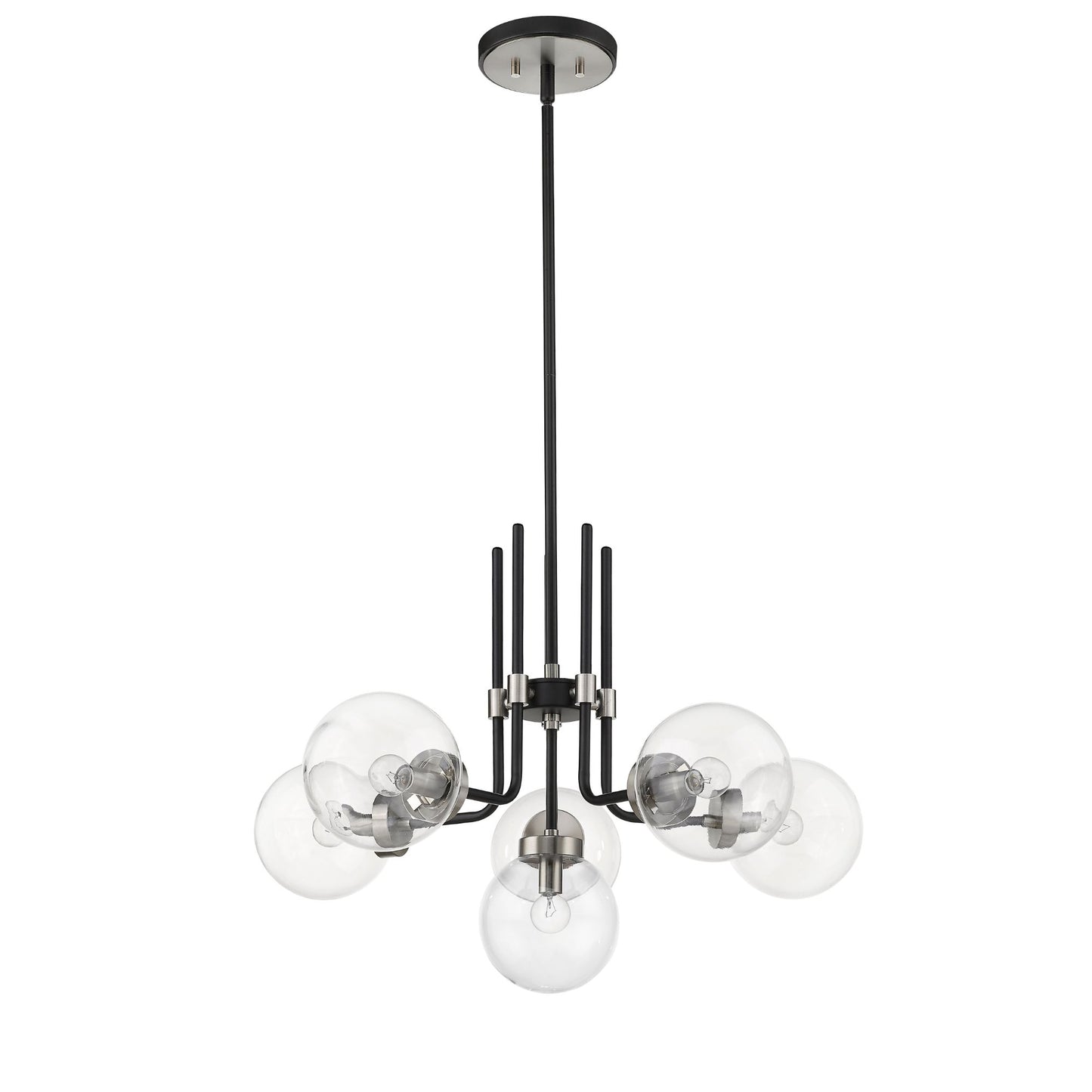 Parsons 6 Light Chandelier Matte Black + Brushed Nickel