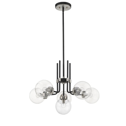 Parsons 6 Light Chandelier Matte Black + Brushed Nickel