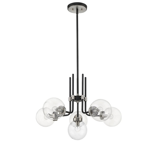Parsons 6 Light Chandelier Matte Black + Brushed Nickel