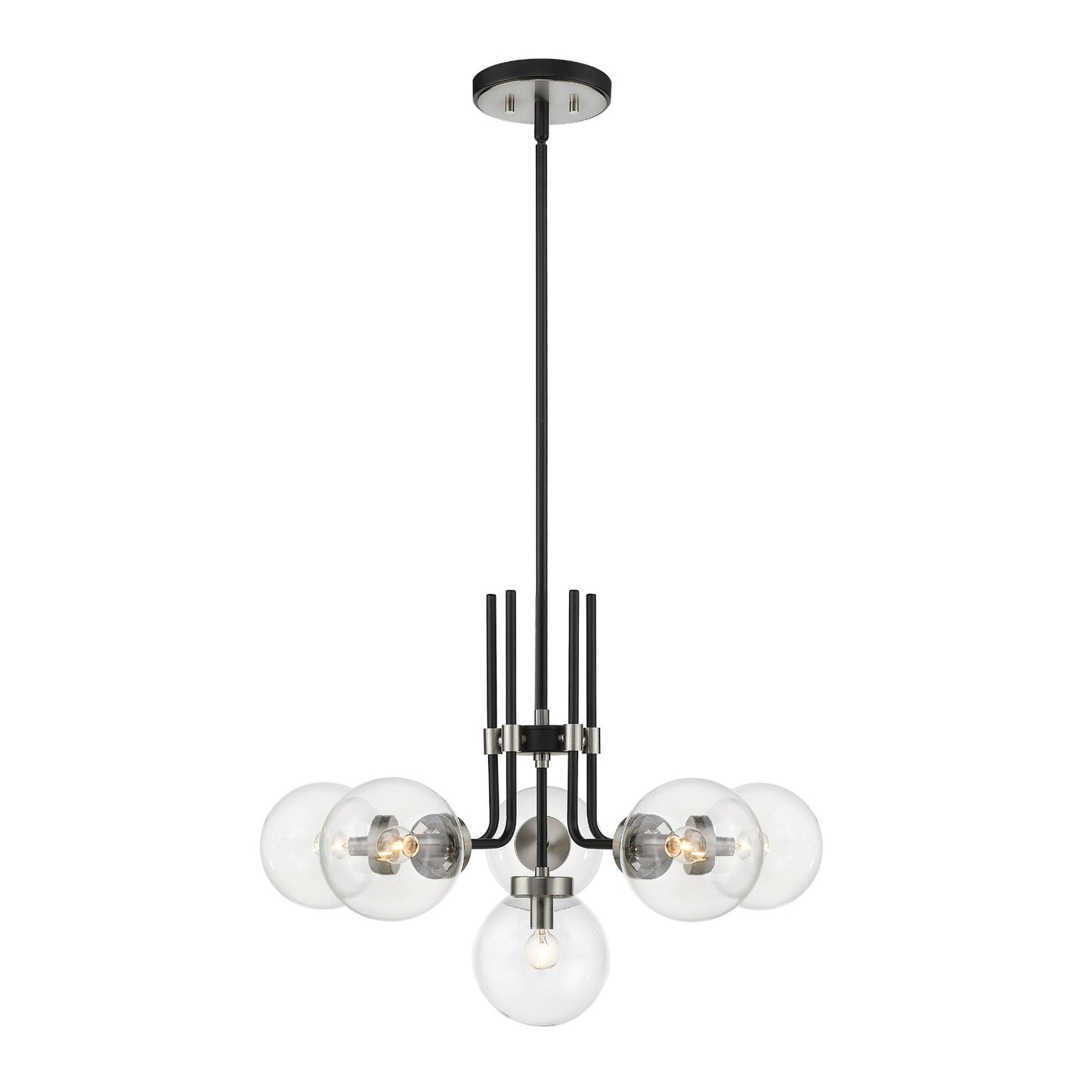 Parsons 6 Light Chandelier Matte Black + Brushed Nickel