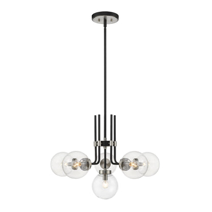 Parsons 6 Light Chandelier Matte Black + Brushed Nickel